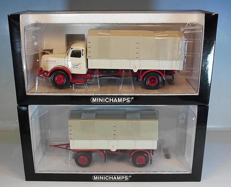 Minichamps 1/43 Henschel HS 140 (1954) Pritsche Plane mit Anhänger OVP #8139