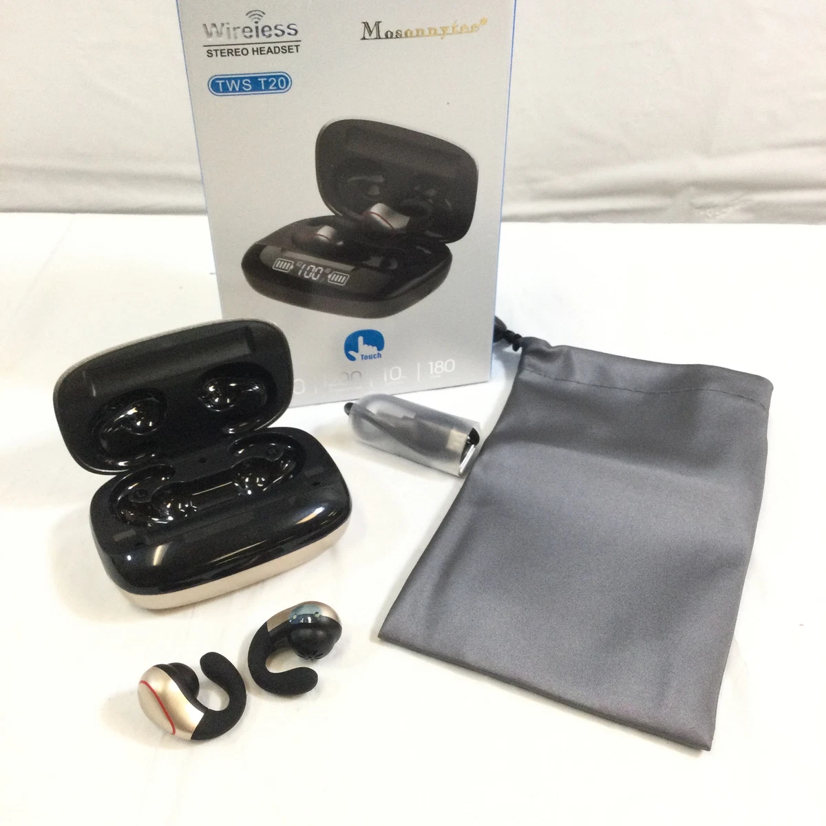 TWS T20 Gold Black Wireless Rechargeable Bluetooth Stereo In Ear