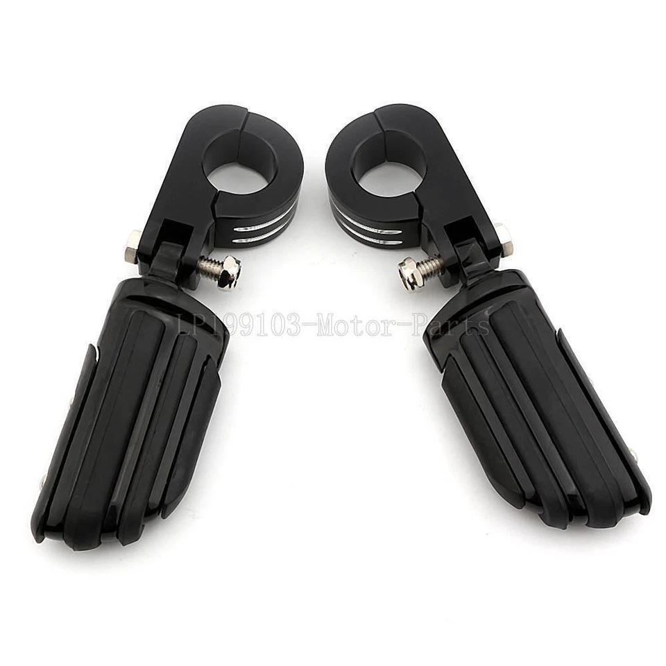 Abrazaderas de estriberas de carretera negras de 1-1/4" para Harley Davidson Road Glide Foto 2 de 4