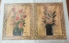 Lot of 2 vintage rose flower painting post-impressionism presumably signed Karim