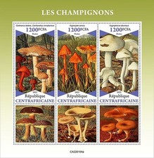 MUSHROOMS & FUNGI MNH 3v-Stamp Sheet #163 (2022 Central Africa)
