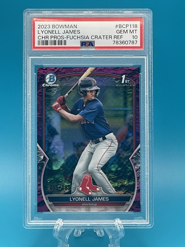 2023 Bowman Chrome Prospect 1st Lyonell James #BCP118 Fuchsia Crater /199 PSA 10