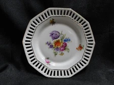 Schumann SCH308, Dresden Floral Center, Pierced Rim: Coaster, 4 3/4", As Is