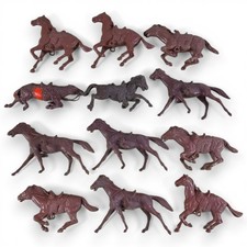 Vintage Marx Brown Toy Horse Lot of 12 for Toy Soldiers Indians Calvary Plastic