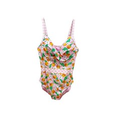 Draper James x Lands End One Piece Swimsuit Tummy Control Orange Pink Sz 10