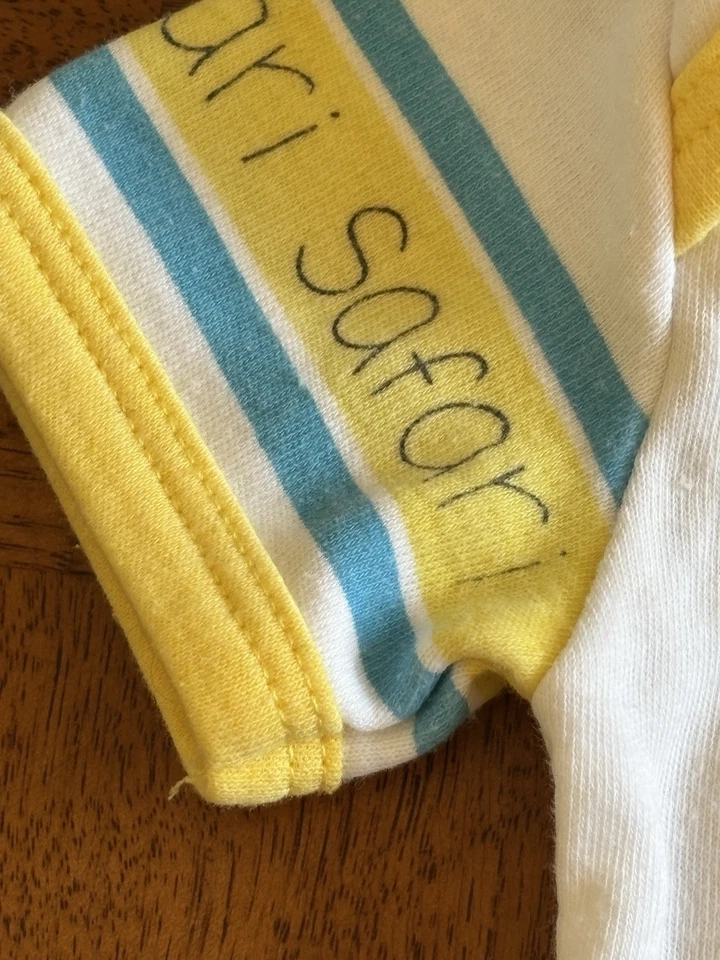 Camisa Vintage Babyfair Safari Mezcla Algodón Manga Corta 0-6 Meses Foto 3 de 4