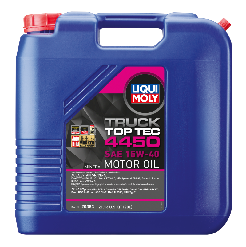 LIQUI MOLY 20L Top Tec Truck 4450 Motor Oil SAE 15W40 For Diesel Engines