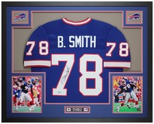 Bruce Smith Autographed and Framed Blue Buffalo Jersey Auto Beckett COA