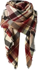 Women’s Fall Winter Plaid Scarf Tassel Soft Warm Blanket Shawl Wrap          C