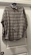 Visconti Black Shirt Mens L Multicolor Striped Long Sleeve Flip Cuff Button Up