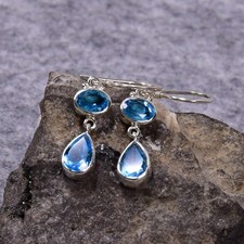 Topas Ohrring, 925er Silber, Edelstein Ohrringe (3927), Edelsteinschmuck