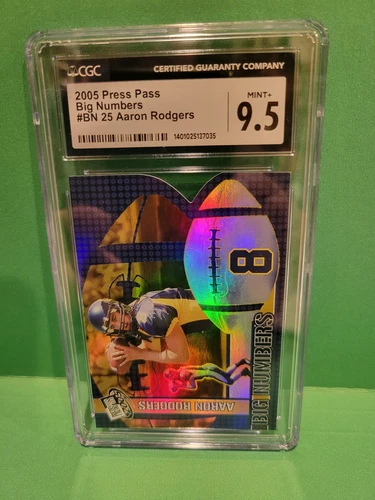 2005 Press Pass #BN 25/25 Aaron Rodgers Big Numbers Rookie RC Refractor CGC 9.5