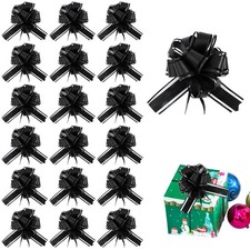 20 PCS Christmas Pull Bows Black Organza Ribbon Gift Wrapping Wine Basket