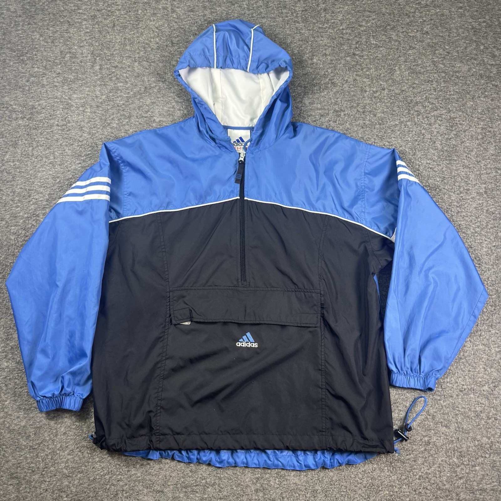 Vintage Adidas Y2K Two-Tone 1/2 Zip Lightweight Windbreaker Jacket Mens Large
