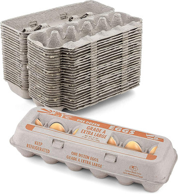 Printed Natural Pulp Egg Cartons 1 Dozen - Disposable Egg Storage C