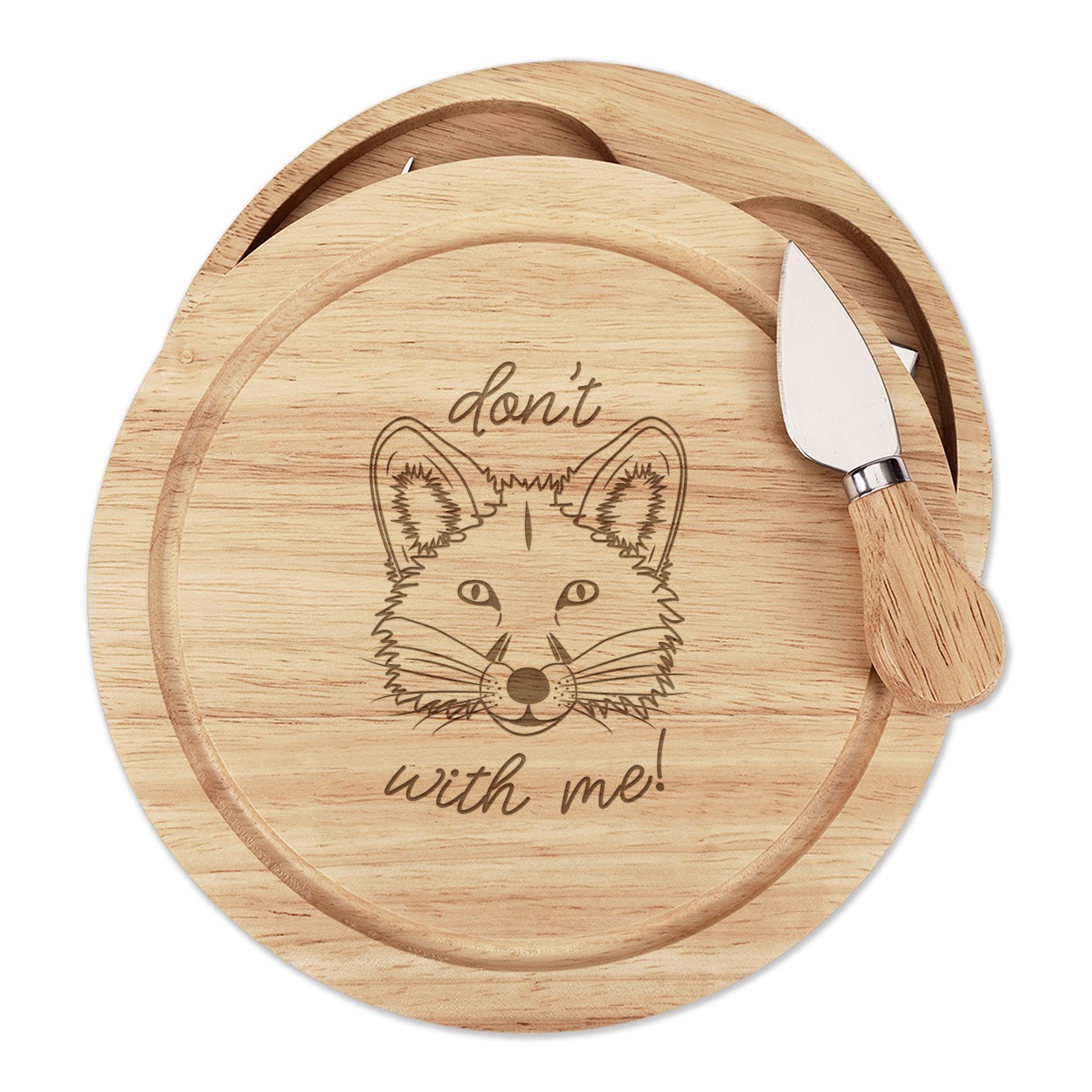 Don't Fox With Me Cheese Board Knife Set Funny Animal