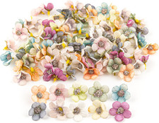 , 100 Pack Small Fake Flowers for Crafts Multicolor Mini Silk Daisy Flower Heads