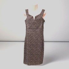 Ladies Quiz Gun Metal Blue Grey Sparkle Dress Lined Party S/L Size 14 BNWOT