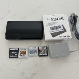 Nintendo 3DS Black /Gray System Mario Kart 7, Super Mario 3D Land Pool Museum DS
