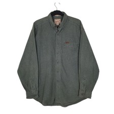 WOOLRICH Grey Shirt Thick Chamois Long Sleeve Cotton Mens L