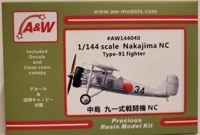 Rare A & W Nakajima NC Type-91 Fighter 1/144 Scale Model AW144040 (NOB)