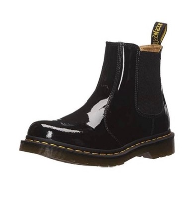 Dr Martens 2976 Patent Leather Chelsea Boots Womens 7 Black Ankle Pull On NIB