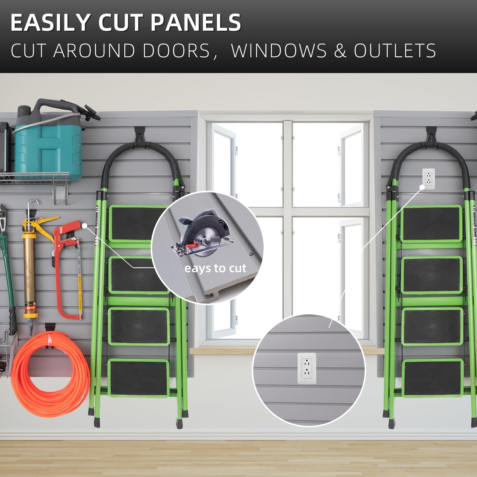 Slatwall Panel Garage Organizer Heavy Duty Wall Mounted, PVC Slat Panels Home...