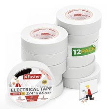 Electrical Tape White 3/4 Inch x 66 Feet 12-Pack 792 Feet Total UL/CSA Listed...