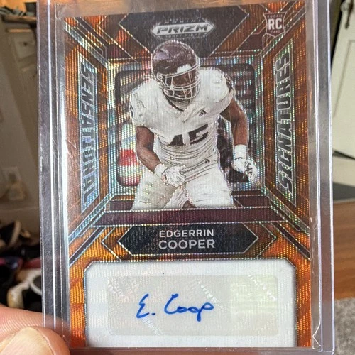 Panini 2024 Prizm Draft Picks Edgerrin Cooper SS-ECR Orange Wave Auto /75