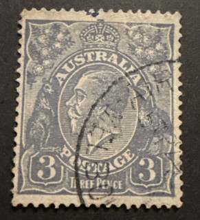 1913 36 Pre Decimal George V 3d Blue Australian Stamp Used 2nd WMK
