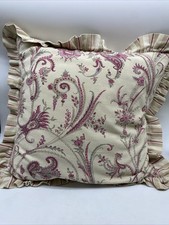 Ralph Lauren Ruffle Accent Pillow Floral Paisley Reversible Stripes Down Filled