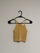 Ododos Orange Ribbed Racerback Cropped Crop Yoga Athletic Tank Top Cami XS S