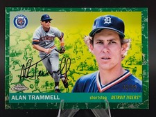Alan Trammell 2025 Topps Chrome Platinum Toile White/Green Refractor #/99 Tigers