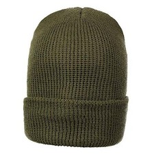 100 Wool Watch Cap   GI Warm Winter Beanie Cap for Cold One Size Od Green