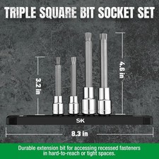 Sk Tools 38 12 Drive 4 Piece Metric Chrome Triple Square Chrome Bit Set Sk Tools 38 12 Drive 4 Piece Metric Chrome Triple Square Chrome Bit Set