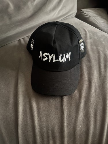 Asylum Records Embroidered Black Adjustable Graphic Baseball Hat One Size