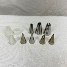 Wilton Piping Tips Set 9pc Lot Stainless Steel Icing Nozzles 4B 2D 12 81 16 4 2