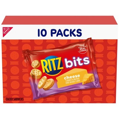 Bits Cheese Sandwich Crackers, Lunch Snacks, 10 Snack Packs
