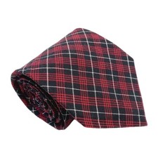 Place Necktie Red  Black Tartan Pattern Boy's Cotton Neck Tie 45x2.75"