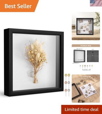 8x8 Black Shadow Box Frame with Linen Backing - Ideal for 3D Item Displays