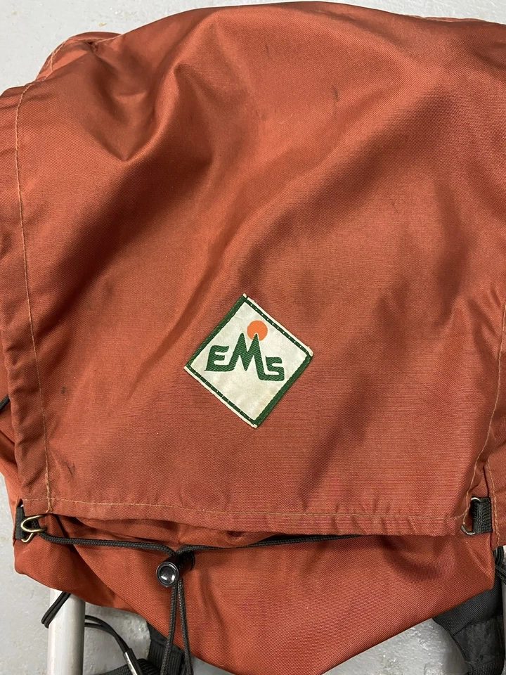 VTG 1980's Eastern Mountain Sports EMS Mochila de camping con marco externo Naranja Foto 2 de 4