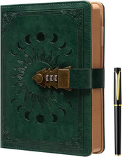 Lock Journal with Pen, A5 240 Pages Diary with Lock, Brown Edge, Refillable, Lea