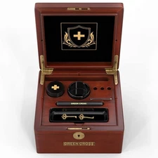 GREEN CROSS Stash Box Decorative Box Lock Box with Key Wooden Box Smell Proof