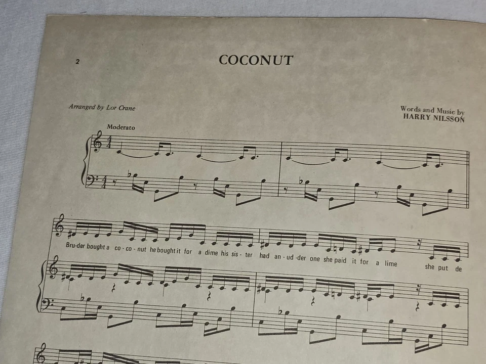 Harry Nilsson Coconut Sheet Music Original 1972 RCA Records Blackwood Rare Vtg - Image 4 of 4