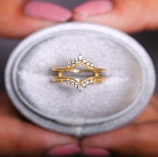 2Ct Round Cut Simulated Diamond Enhancer Ring 14k Yellow Gold Plated