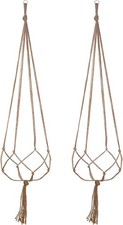 Hand-Knotted Macrame Plant Hangers – 2-Pack 48-Inch Linen for Easy Display