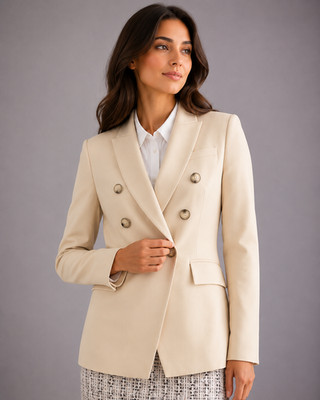 Veronica Beard Blazer Damen Zweireiher Knöpfe Creme Klassisch Elegant Größe S