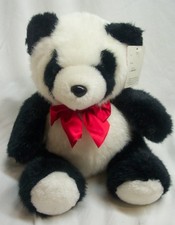 VINTAGE Embrace 1989 CUTE PANDA BEAR W/ RED BOW 8" Plush STUFFED ANIMAL TOY NEW