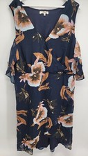 Womens Blush Blue Foral Dress Open Shoulder Size 3X