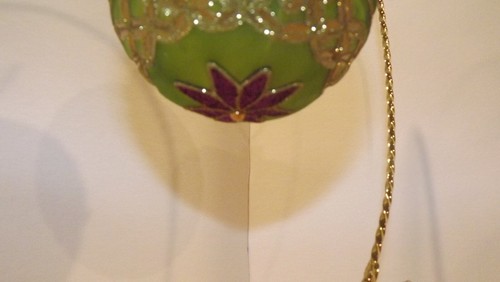 Waterford Holiday Heirloom verde e viola palla ornamento puntina e nastro - Foto 3 di 6